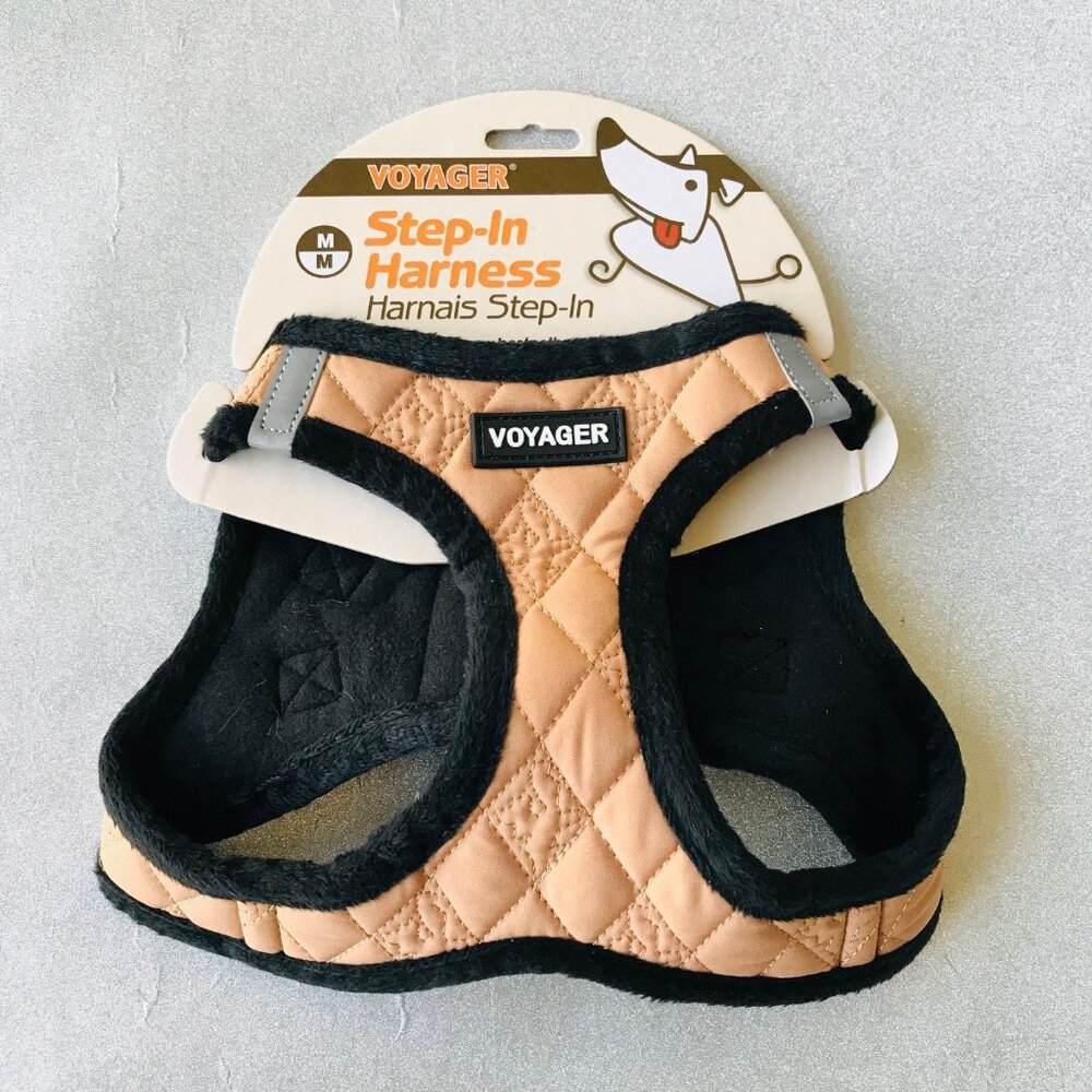 Voyager Step-In Plush Dog Harness Vest Harness Tan Size: M
